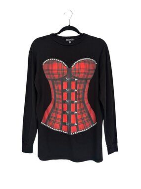 Dolls Kill Current Mood Tempting Danger Faux Corset Printed Graphic Tee XXS